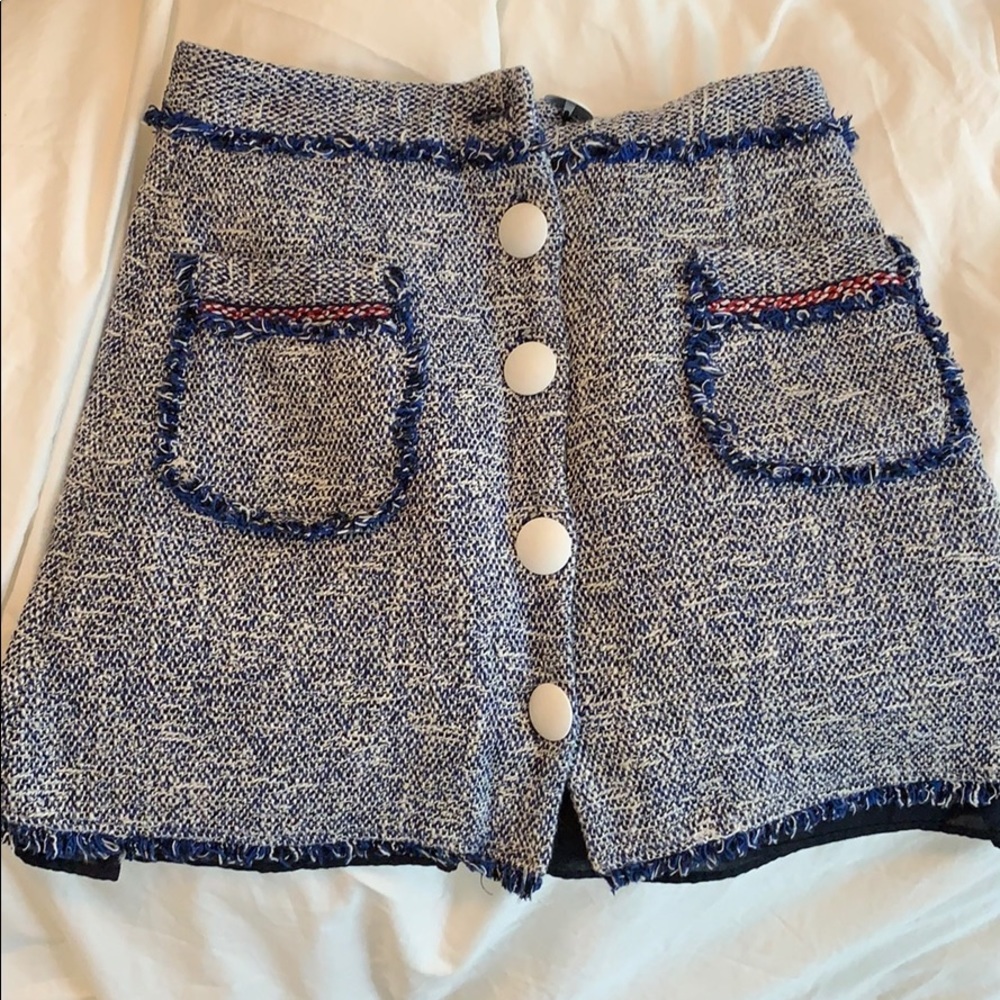 Zara Blue Tweed Skirt